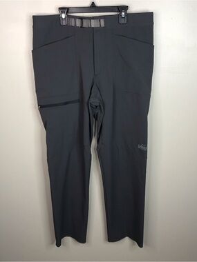 REI Men's Charcoal Black Cargo Hiking Pants with Integrated Belt Sz 34Wx30L